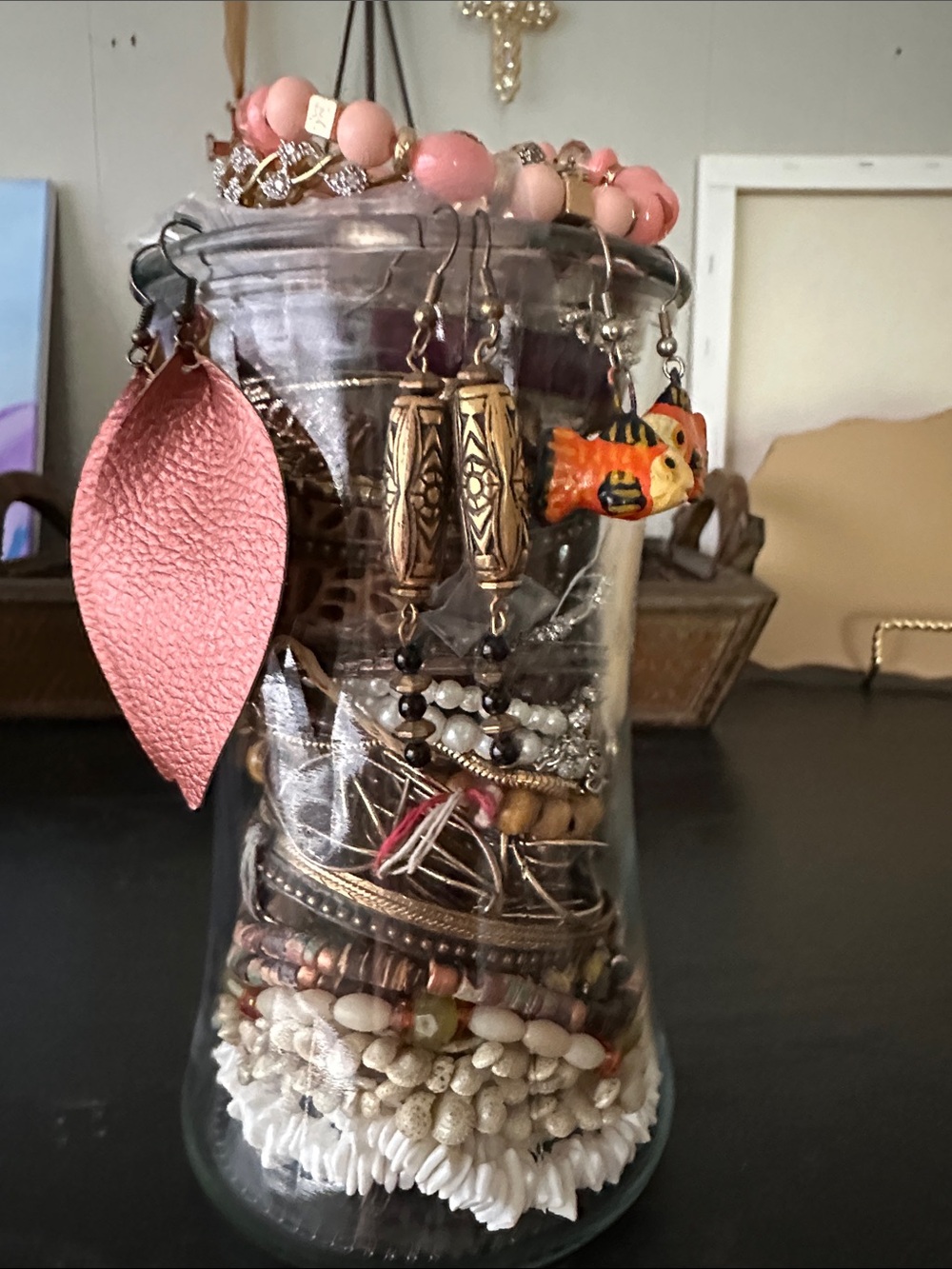 Boho Inspired Mystery Jewelry Jar In shades Of Brown. - Picture 5 of 11